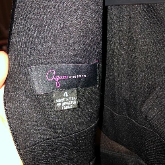 Aqua Women's Black Velvet Full-Length Mesh Inset Evening Dress Size 4 - Picture 15 of 15